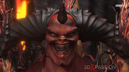 Здоровенный амбал демон из ада трахает в анал худышку